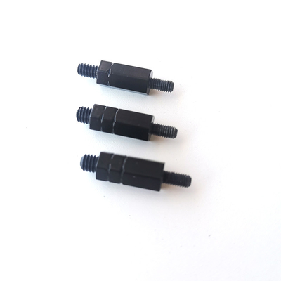 #4-40 Double Ended Threaded Hex Bracket Untuk Sambungan Sasis Cold Forged M3 10mm Electrophoresis Black Hex Stud
