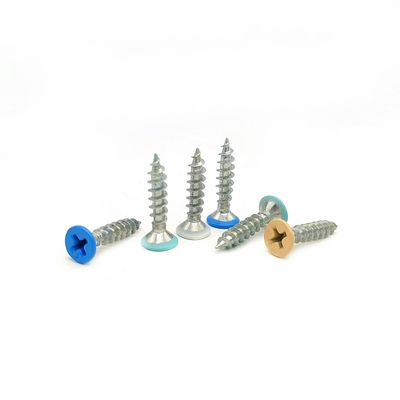 Countersunk Head Cross Self-Tapping Screws Dengan Kepala Flat Dengan Cat Warna