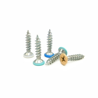 Countersunk Head Cross Self-Tapping Screws Dengan Kepala Flat Dengan Cat Warna