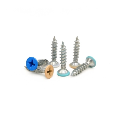 Countersunk Head Cross Self-Tapping Screws Dengan Kepala Flat Dengan Cat Warna